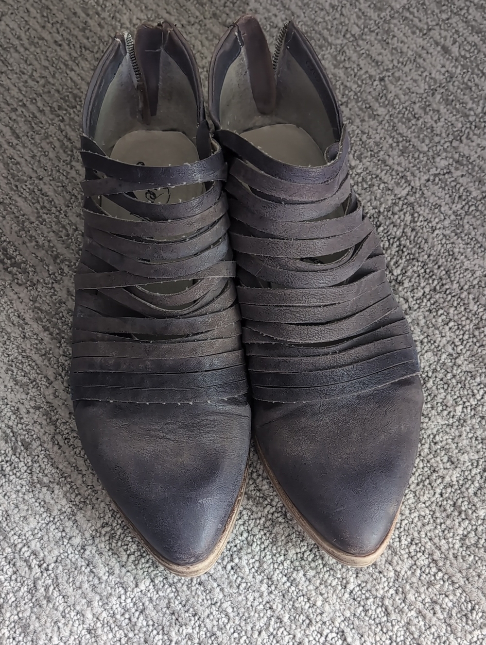 Free People Strappy Pointed Toe Ankle Boots in Blue